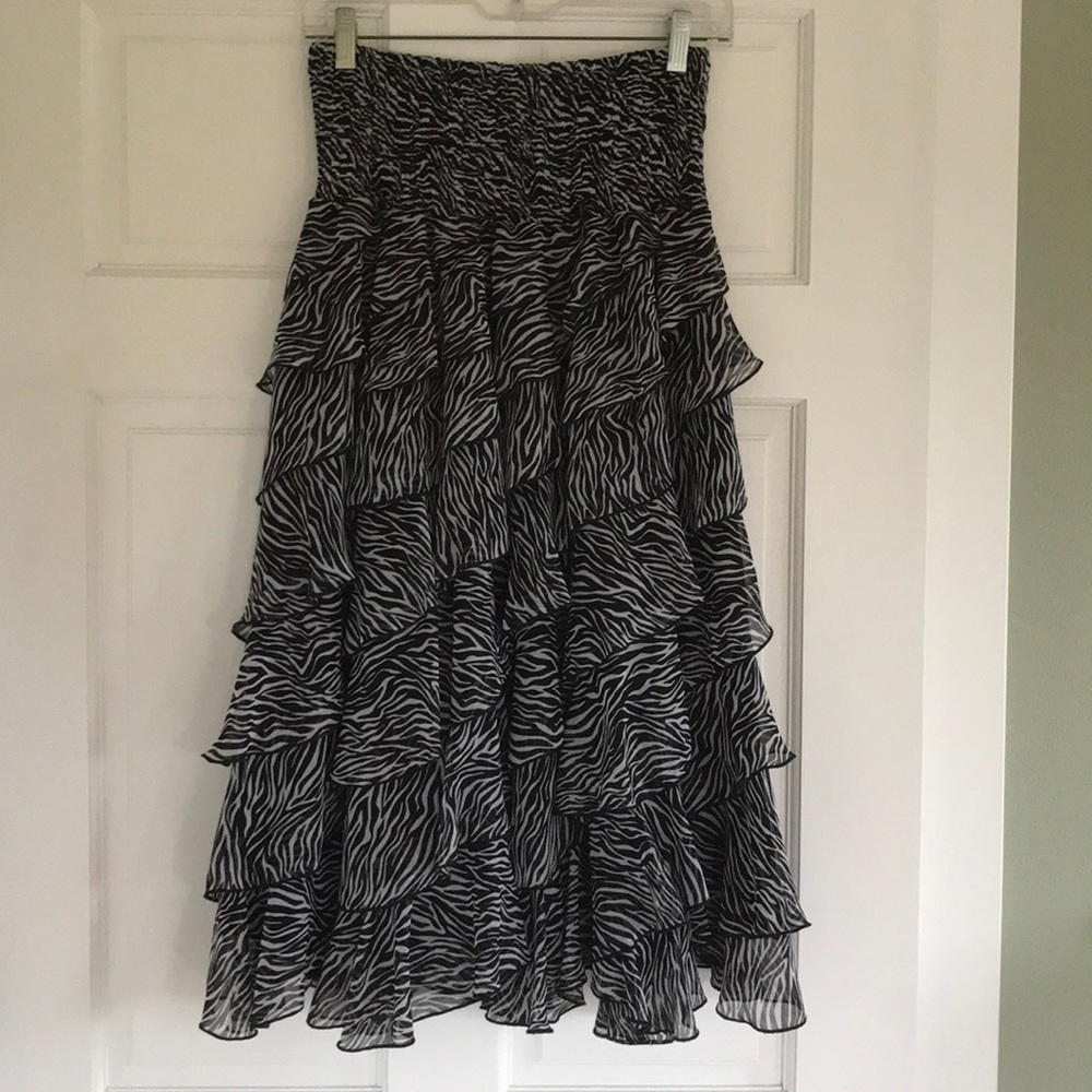 Coco Bianco Black and White Zebra Tiered Skirt S